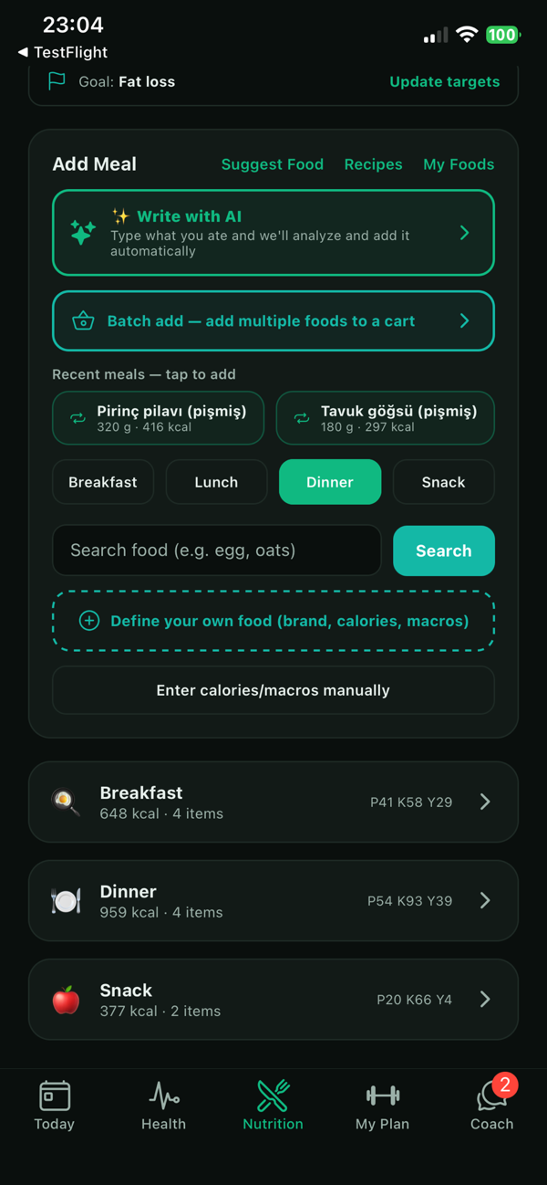 Track calories & macros effortlessly